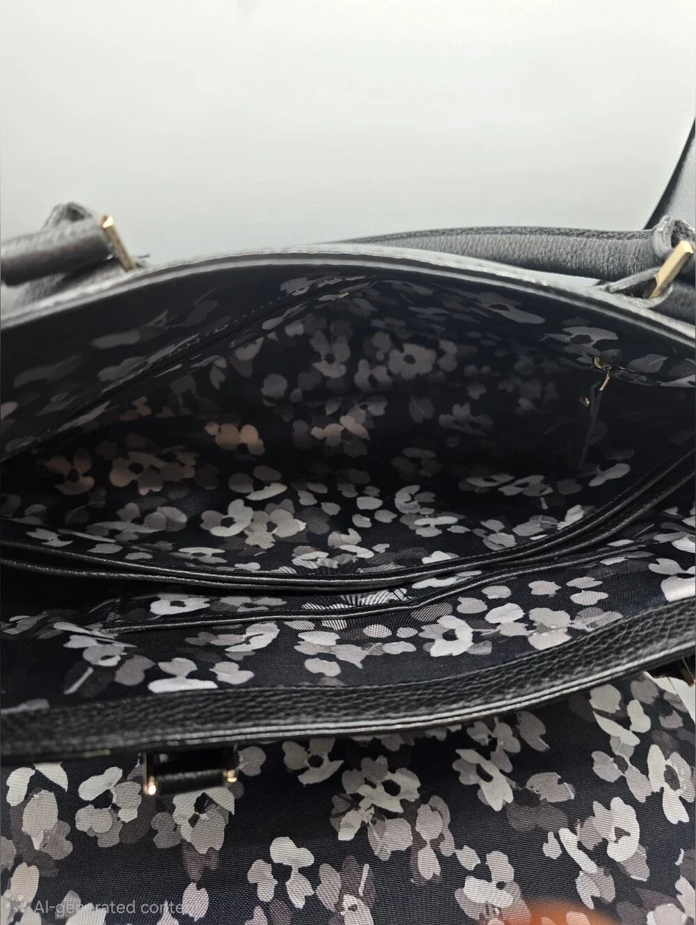 kate spade Black Leather Laptop Bag Tote With  Floral Laptop Tote Bag.